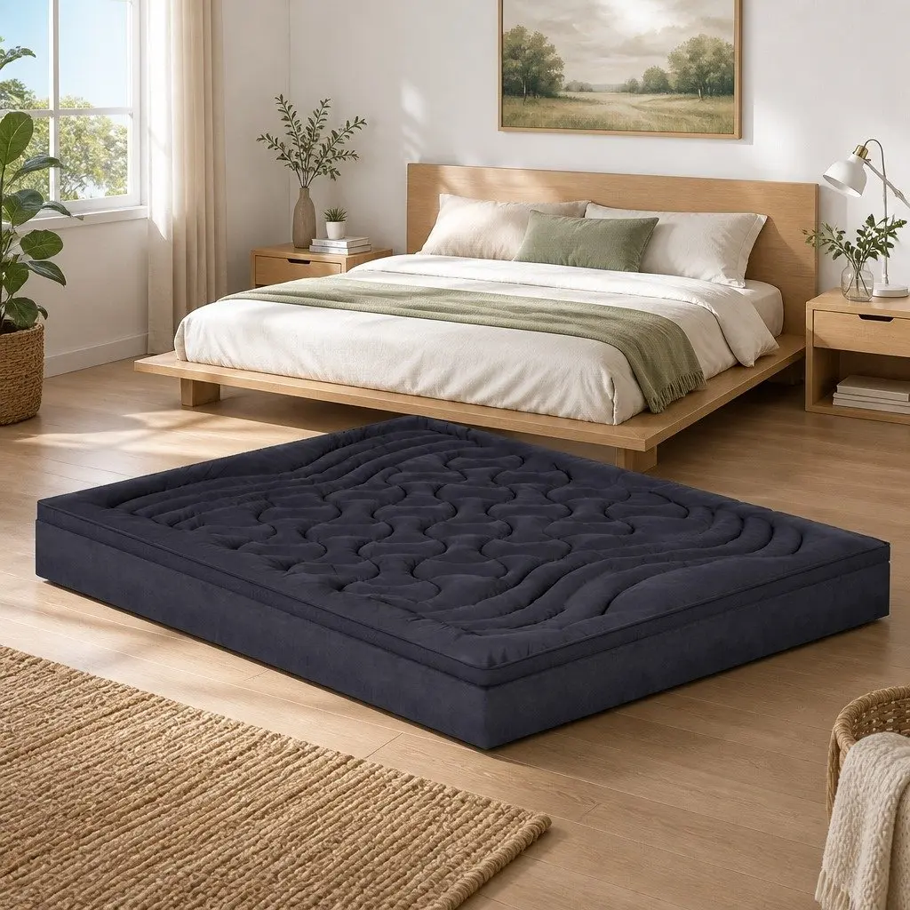 King Single Mattress Topper 3-Zone Pillowtop 1000GSM Charcoal Washable Deep