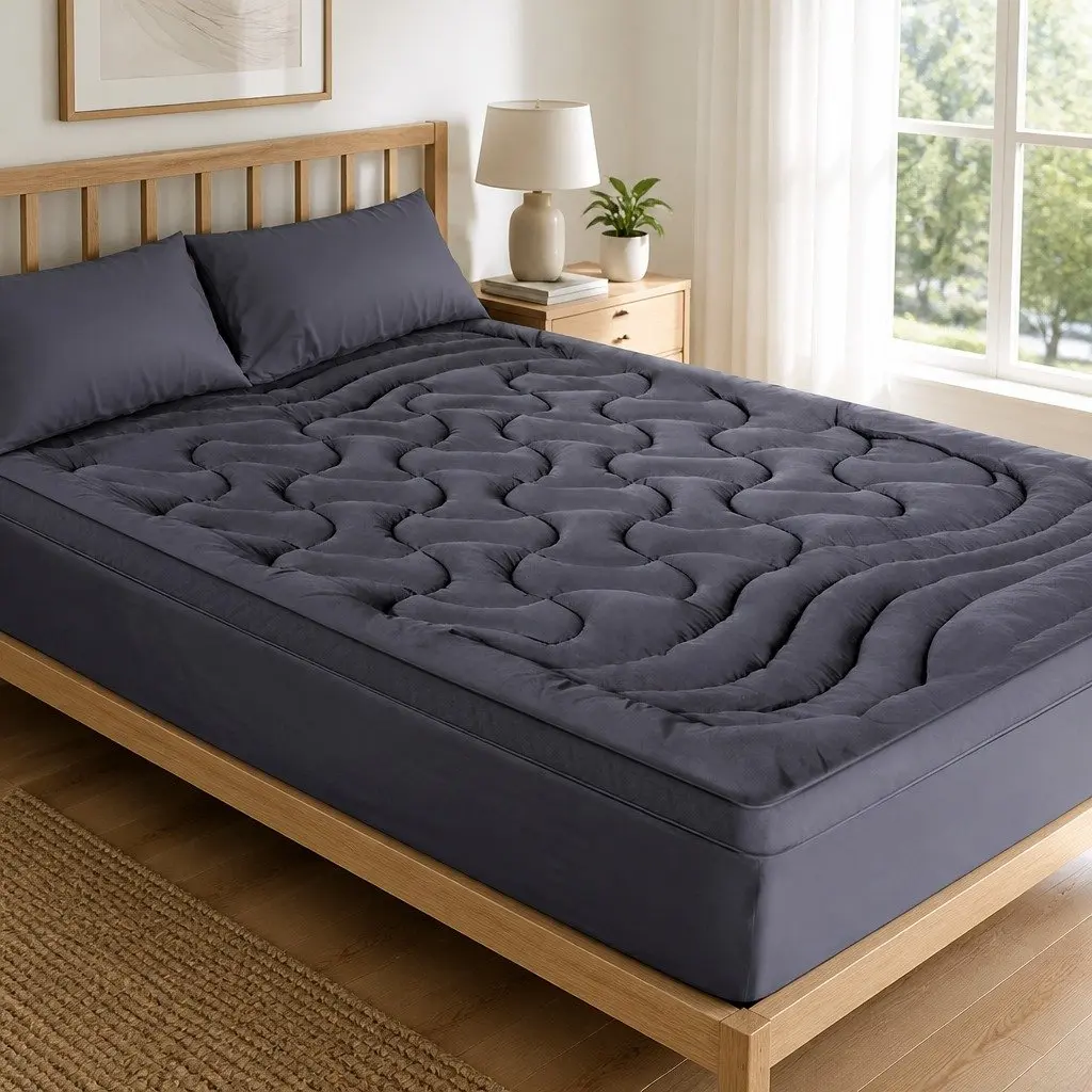 Double Bed Pillowtop Mattress Topper with Charcoal Colour