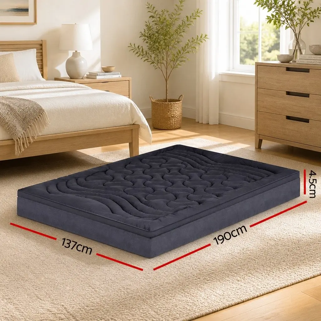 Double Bed Pillowtop Mattress Topper with Charcoal Colour