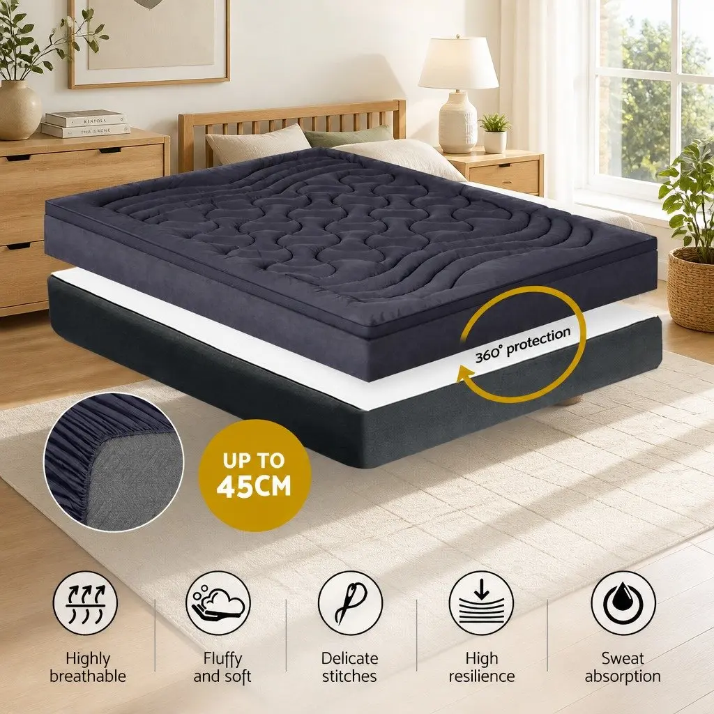 Double Bed Pillowtop Mattress Topper with Charcoal Colour