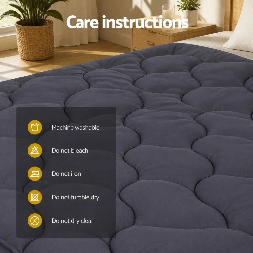Pillowtop Mattress Topper 3-Zone Comfort King 4.5cm Deep Pocket Charcoal