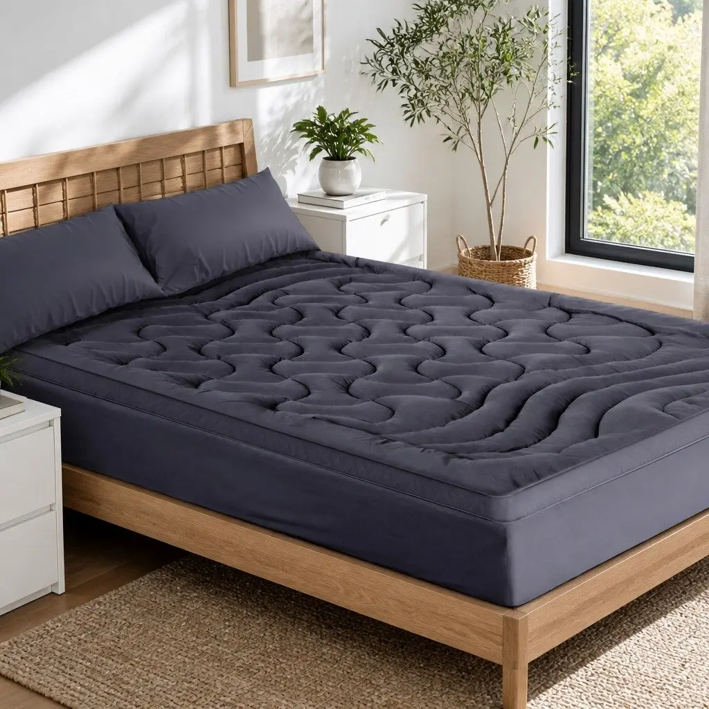 Mattress Topper Charcoal 1000GSM 3-Zone Comfort Queen Deep Pocket 45cm