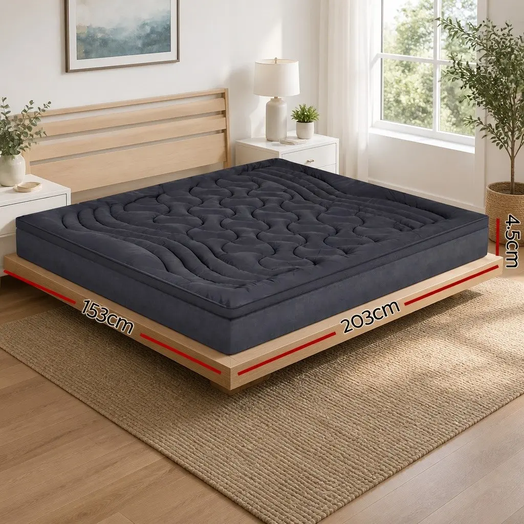 Mattress Topper Charcoal 1000GSM 3-Zone Comfort Queen Deep Pocket 45cm