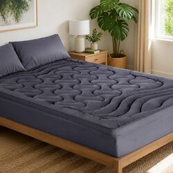 3-Zone Pillowtop Mattress Topper Single 1000GSM Microfibre Charcoal Deep Pocket