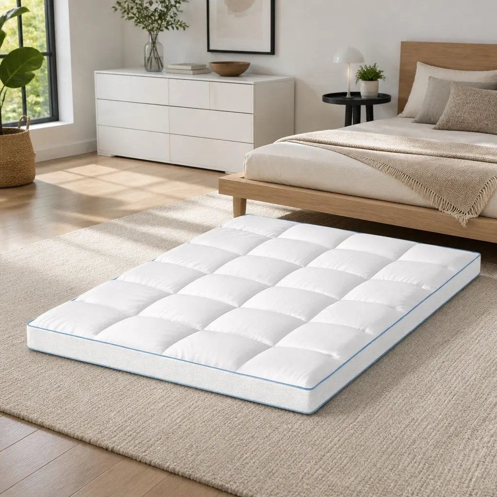 Pillowtop Mattress Topper 10cm Thick Double Bed Pad White Cooling Underlay Deep