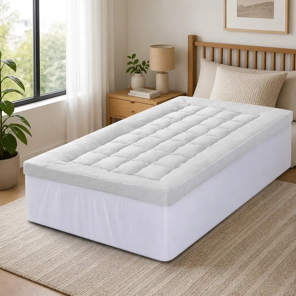 Mattress Topper Pillowtop 11cm Thick Bamboo Blend King Single Bed Cover