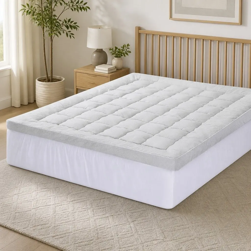 Mattress Topper Pillowtop 11cm Thick Bamboo Blend Fabric King Size