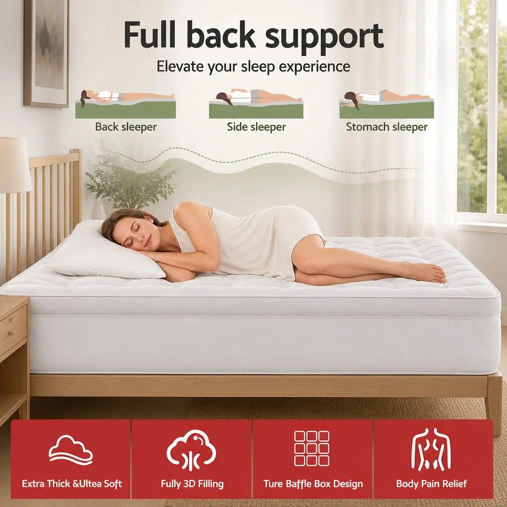 Mattress Topper Pillowtop 11cm Thick Bamboo Blend Fabric King Size