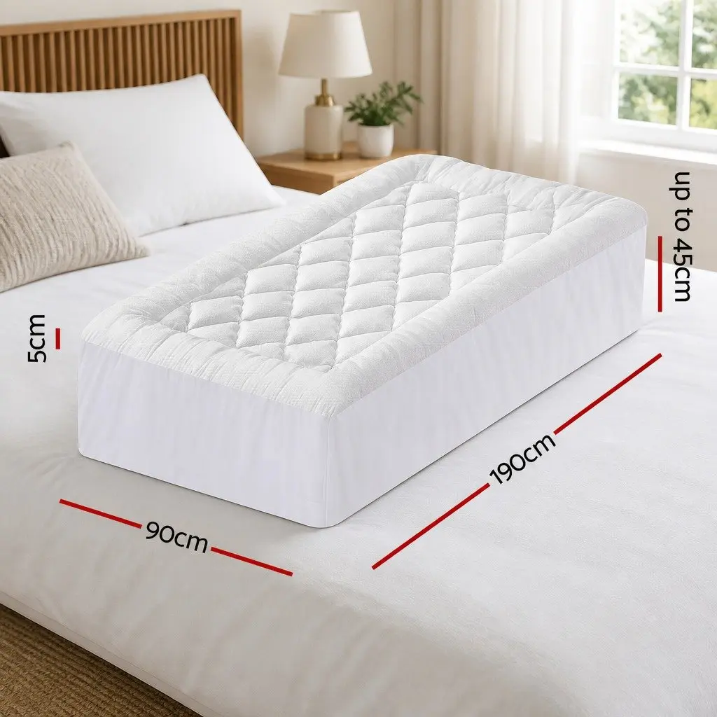 Pillowtop Mattress Topper 5cm Bamboo Cooling Pad Single Bed Washable Deep Pocket