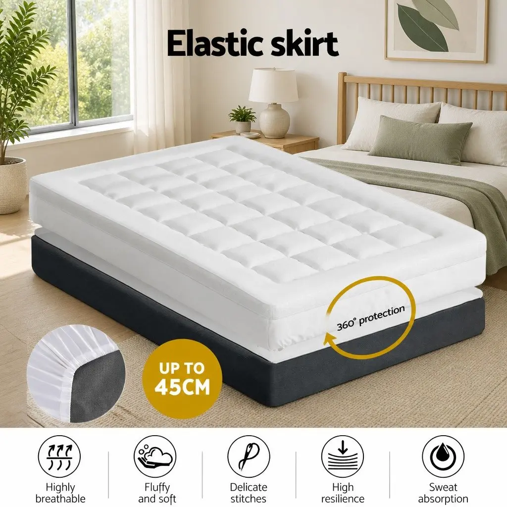 Mattress Topper Pillowtop 7.5cm Thick King Single Bamboo Fabric