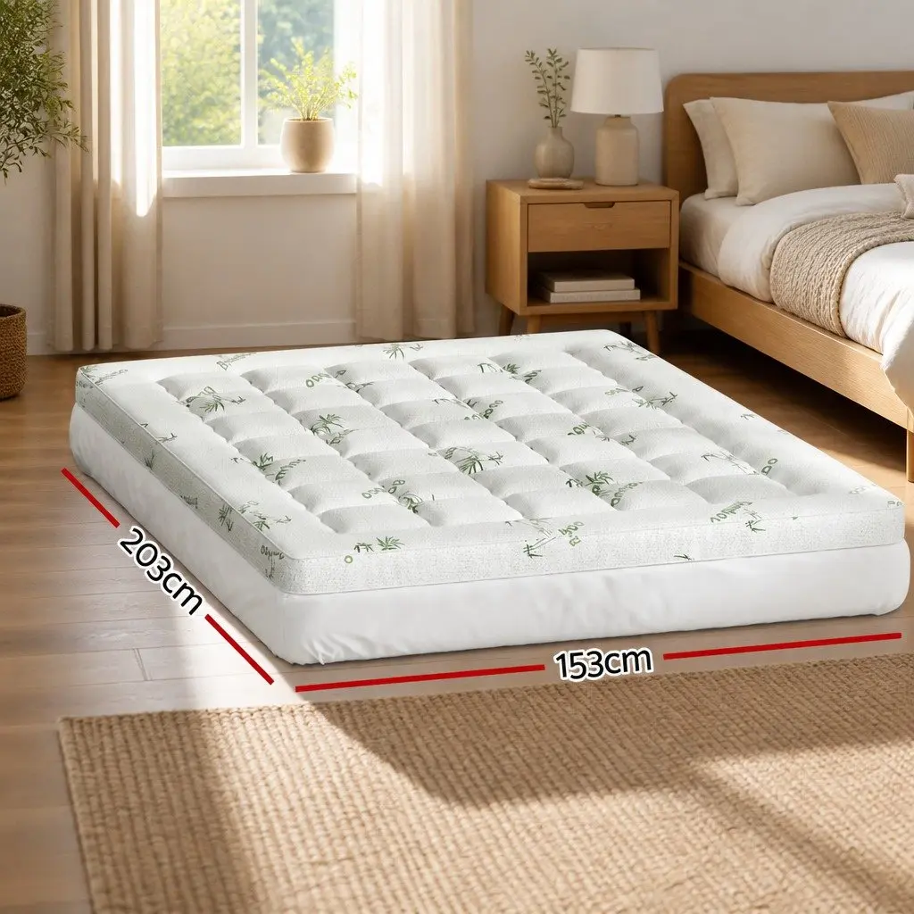 Pillowtop Mattress Topper 7.5cm Thick Queen Size Bamboo Cover Washable