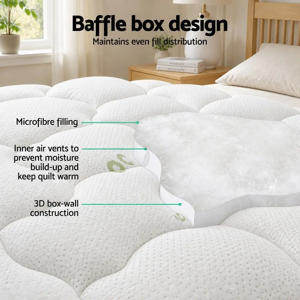 Pillowtop Mattress Topper 7.5cm Thick Queen Size Bamboo Cover Washable