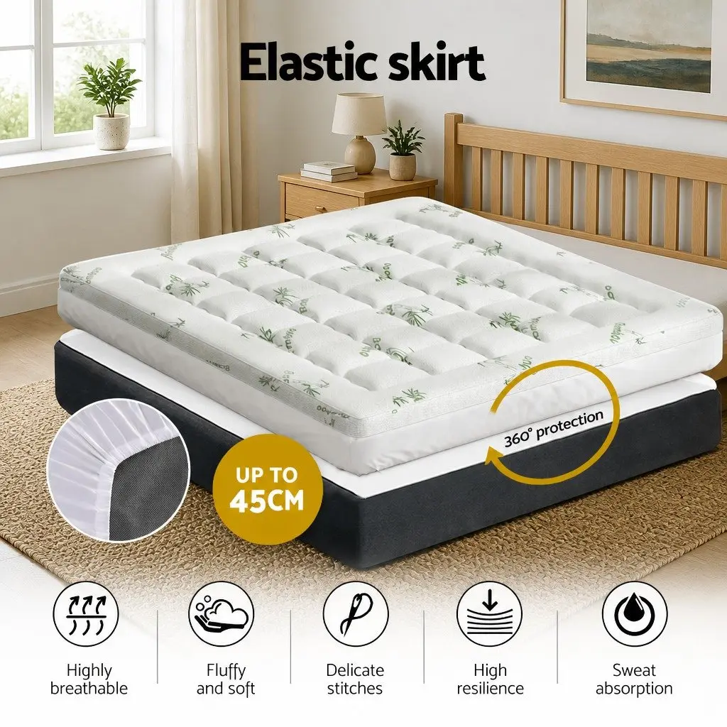 Pillowtop Mattress Topper 7.5cm Thick Queen Size Bamboo Cover Washable