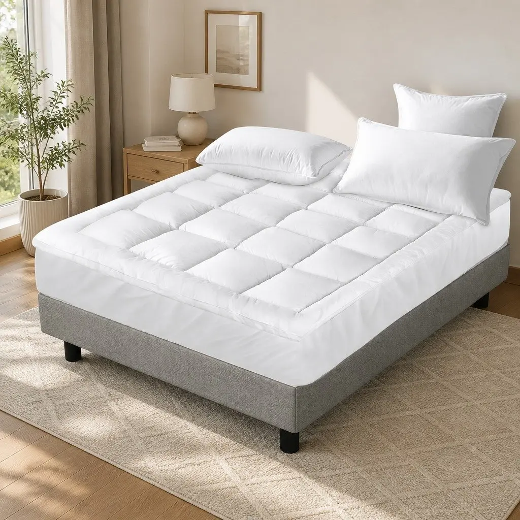 King Single Mattress Topper 5cm Bamboo Microfibre Pad Breathable Washable Deep