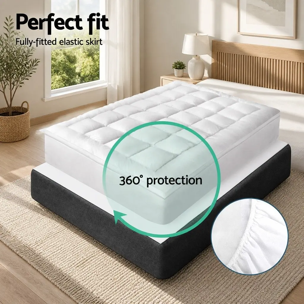 Double Mattress Topper 5cm Bamboo Charcoal Microfibre Pillowtop Pad 45cm Deep
