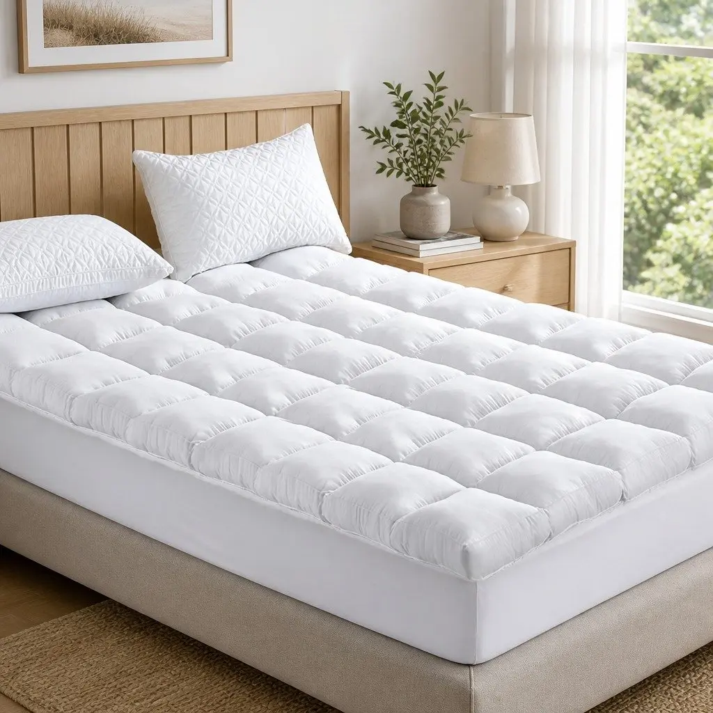 Queen Mattress Topper Bamboo Pillowtop 5cm Thick Pressure Relief Breathable