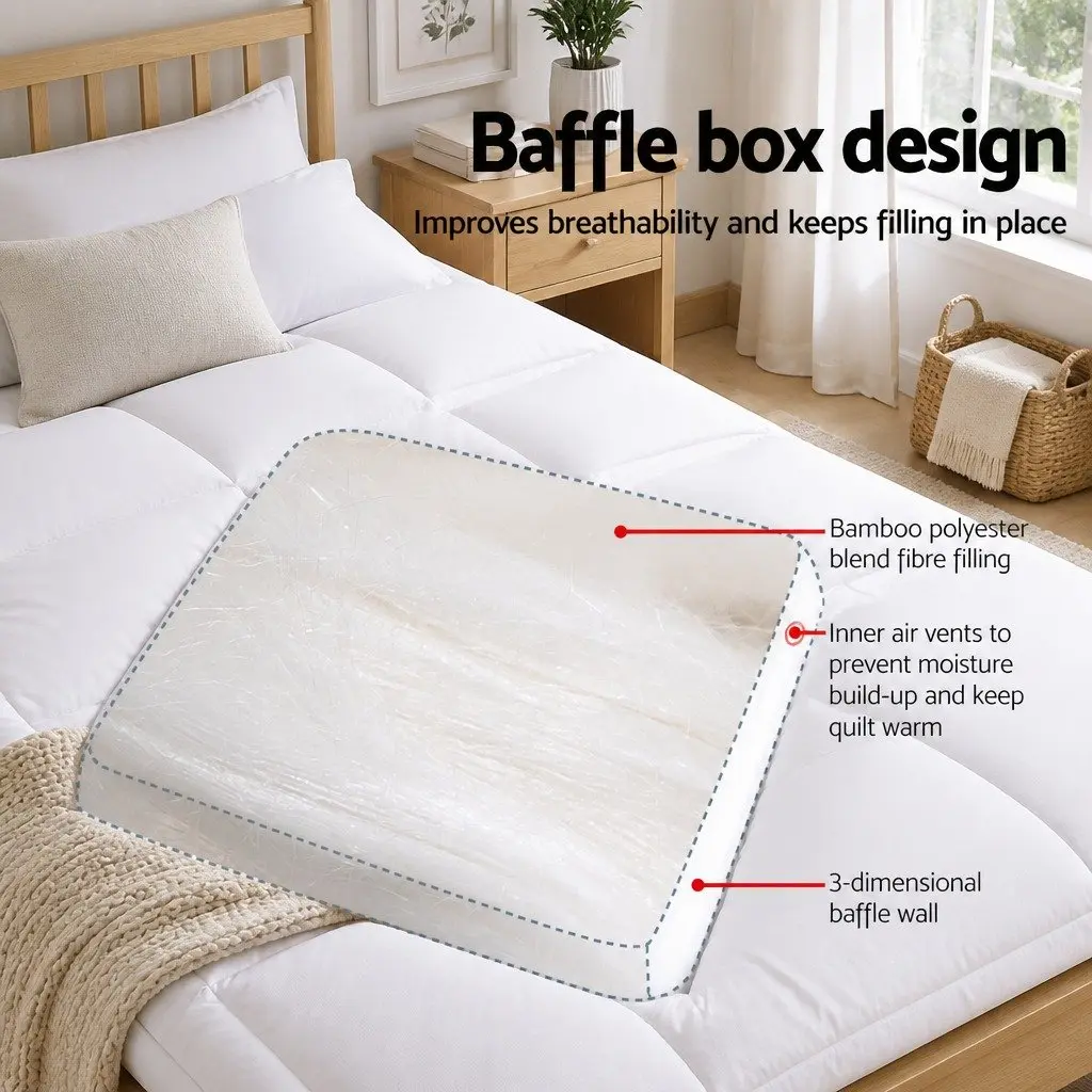 Queen Mattress Topper Bamboo Pillowtop 5cm Thick Pressure Relief Breathable