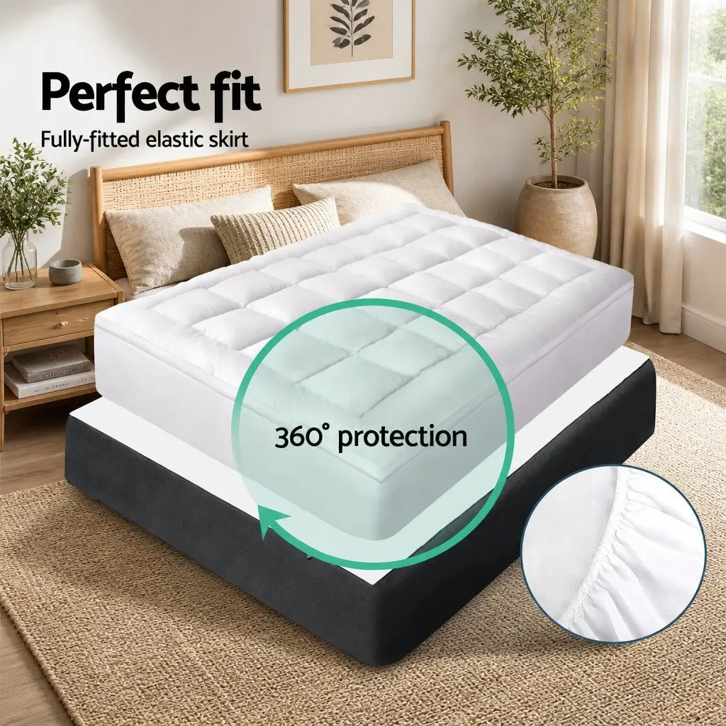 Queen Mattress Topper Bamboo Pillowtop 5cm Thick Pressure Relief Breathable