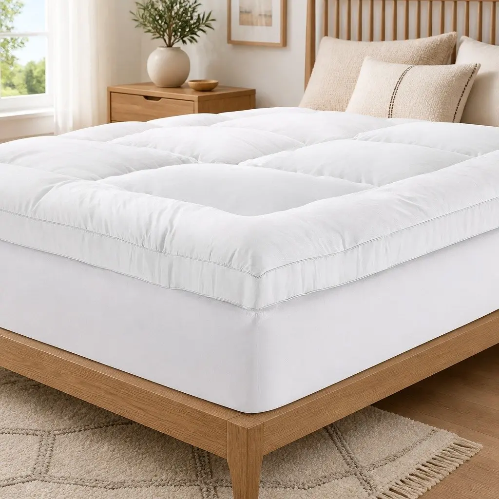 Queen Mattress Topper Bamboo Pillowtop 5cm Thick Pressure Relief Breathable