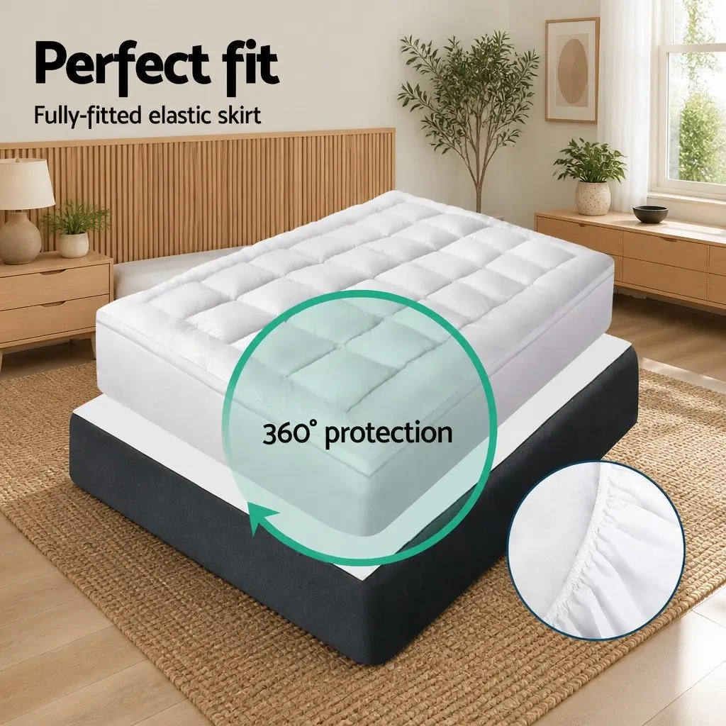 Single Mattress Topper 5cm Bamboo Microfibre Pillowtop Pad 45cm Deep Pocket