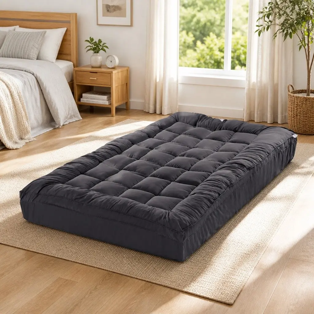 Mattress Topper 5cm Thick Pillowtop Grey 190x90cm