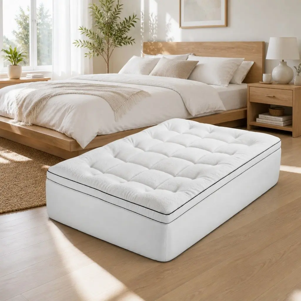 Double Mattress Topper 5cm Pillowtop Coral Fleece Hollow Fiber