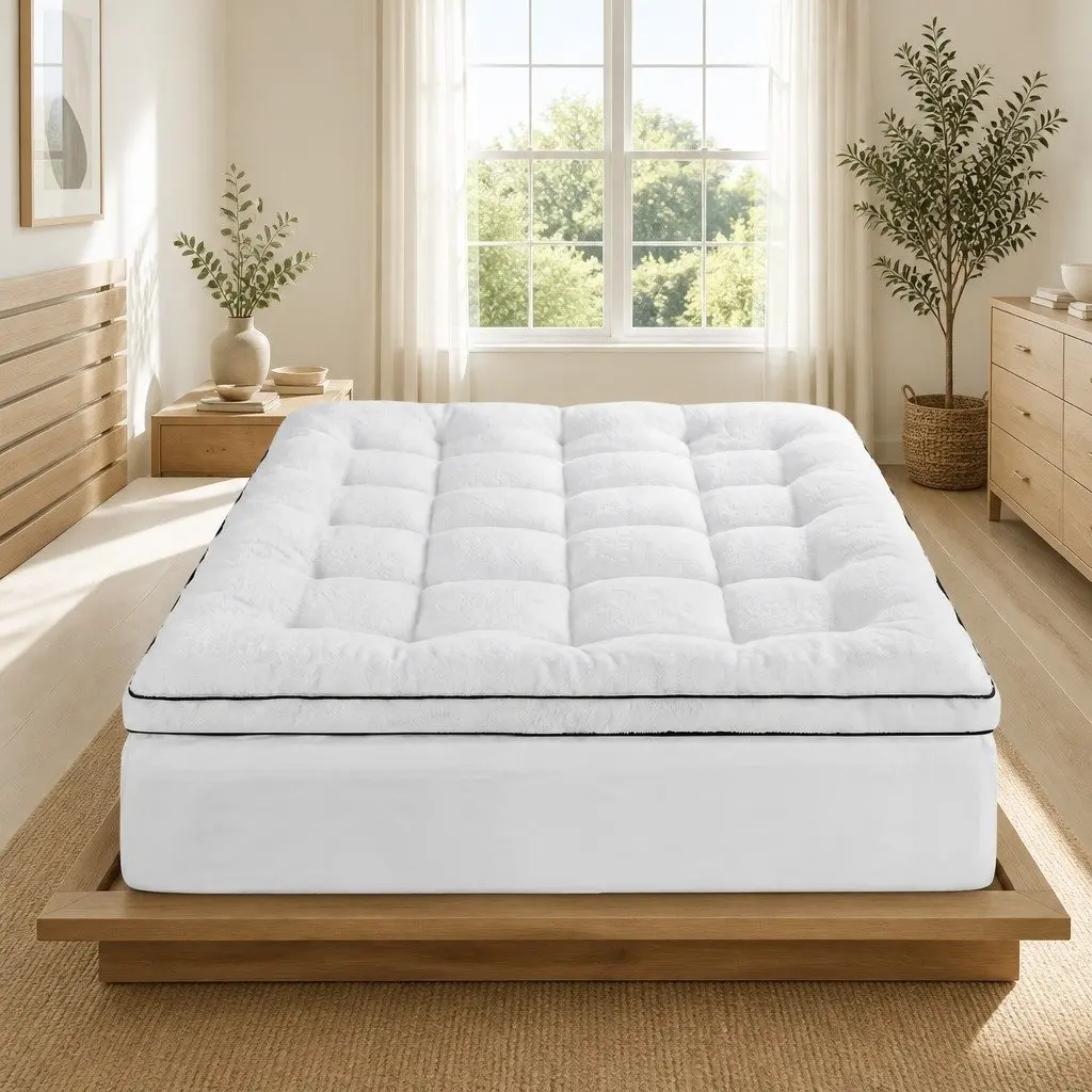 Double Mattress Topper 5cm Pillowtop Coral Fleece Hollow Fiber