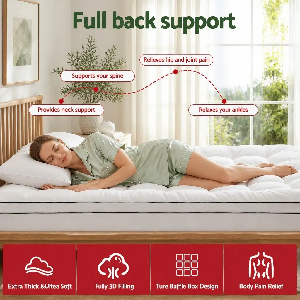 Double Mattress Topper 5cm Pillowtop Coral Fleece Hollow Fiber