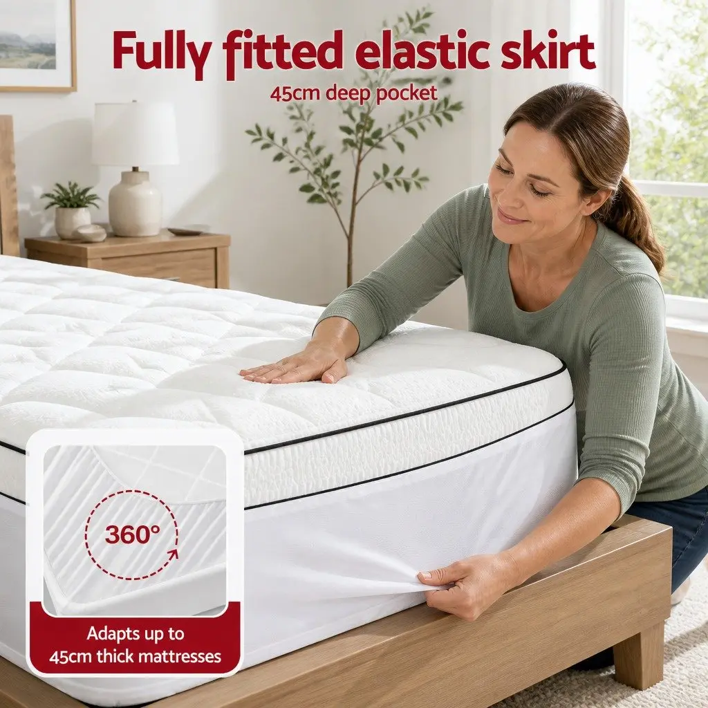 Queen Mattress Topper 5cm Pillowtop Coral Fleece Fitted Baffle Box Stitch