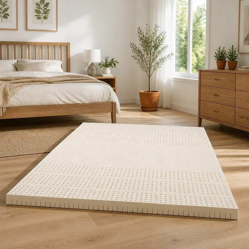 Latex Mattress Topper Double 7.5cm 7-Zone Pressure Relief Breathable Cooling