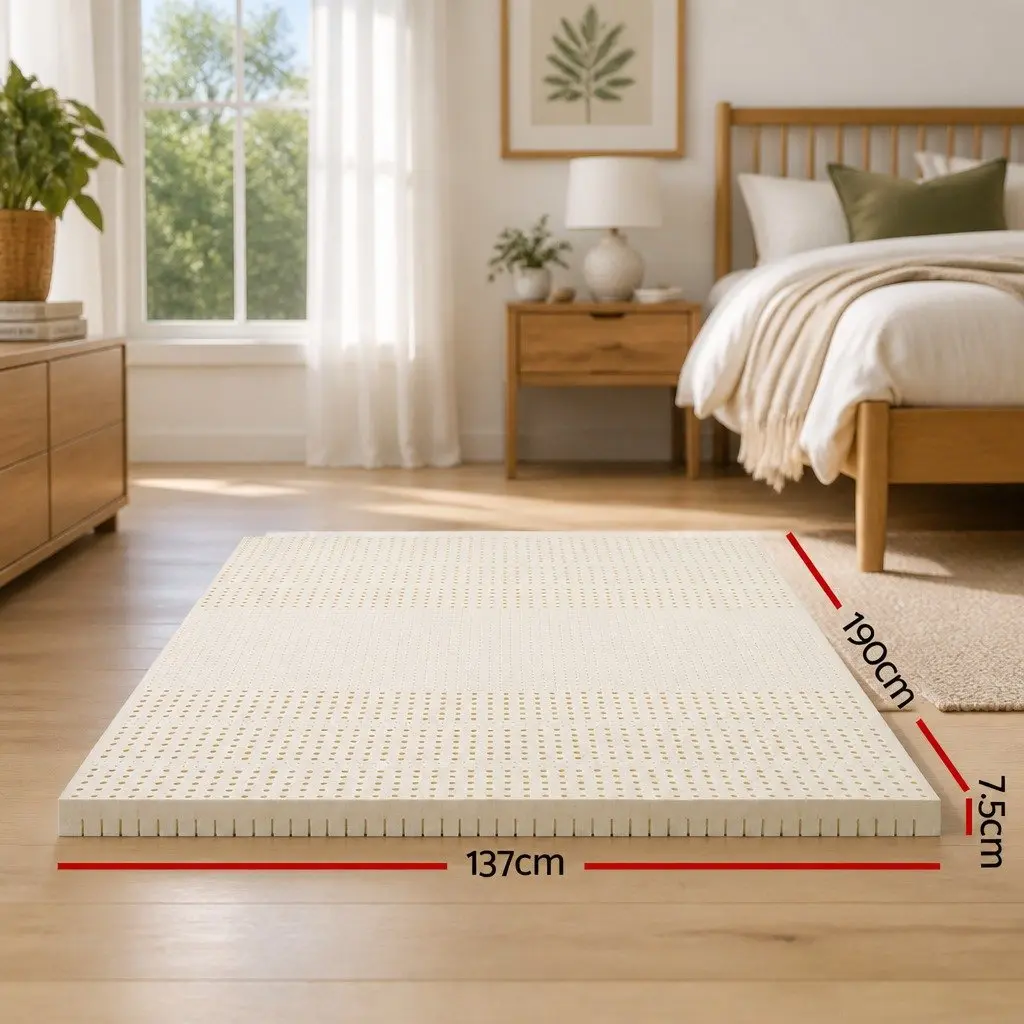 Latex Mattress Topper 7-Zone Pressure Relief Double 7.5cm Breathable Cooling