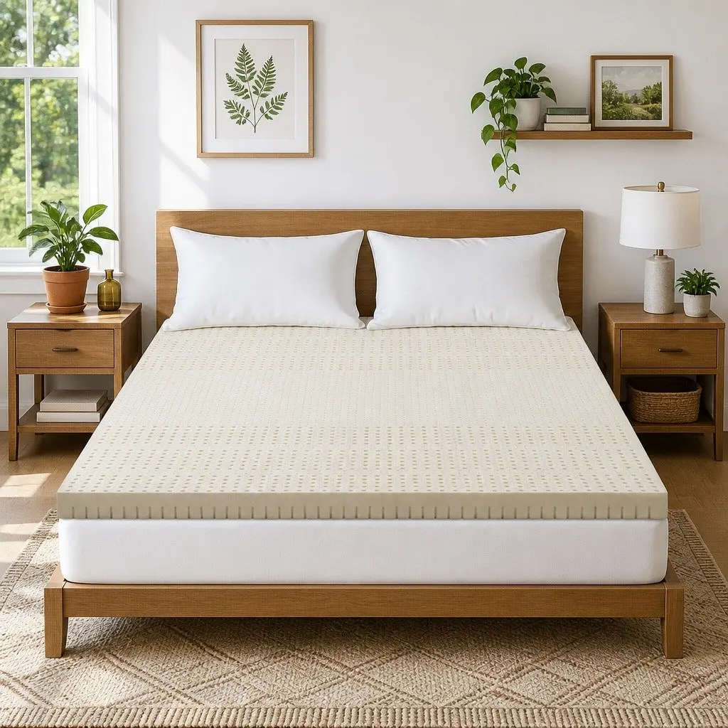 Latex Mattress Topper 7-Zone Pressure Relief Double 7.5cm Breathable Cooling