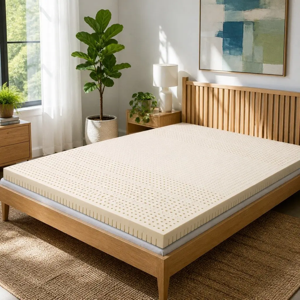 King Latex Mattress Topper 7.5cm Thick 7-Zone Pressure Relief Bed Pad Washable