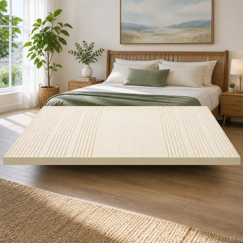 King Latex Mattress Topper 7.5cm Thick 7-Zone Pressure Relief Bed Pad Washable