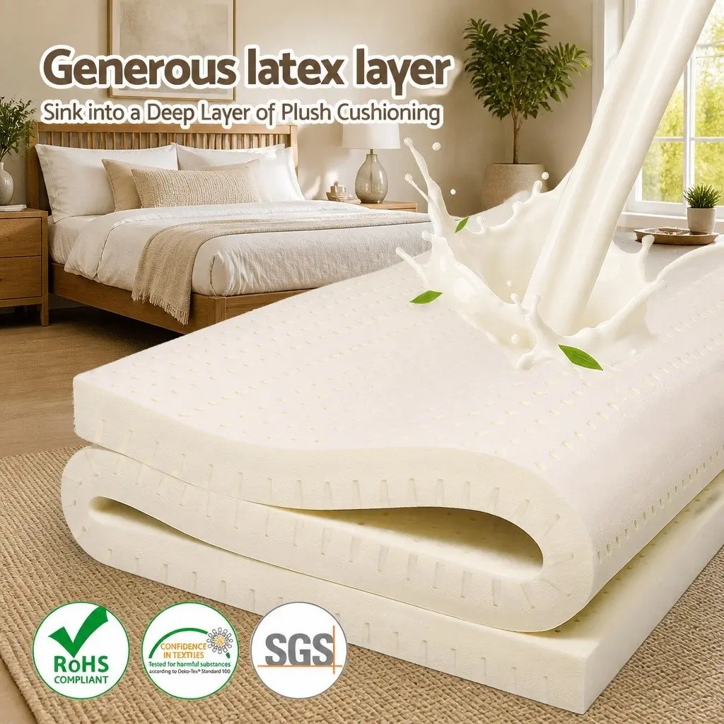 Latex Mattress Topper 7.5cm Thick 7-Zone Support King Single Size