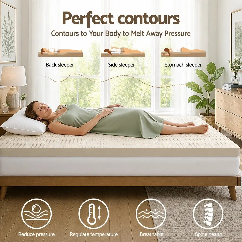 Latex Mattress Topper 7.5cm Thick 7-Zone Support King Single Size