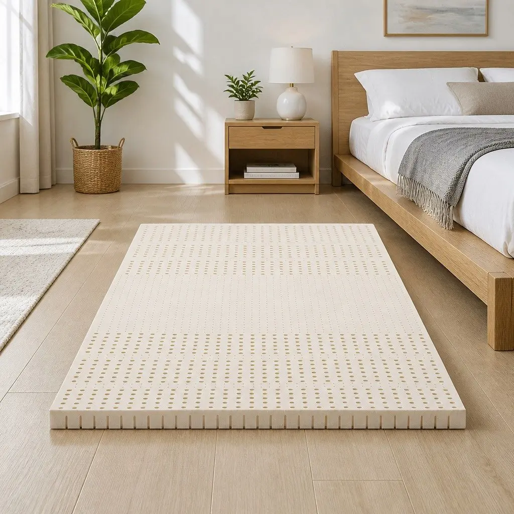 Latex Mattress Topper 7 Zone King Single Cooling Pad Foldable Washable Cover