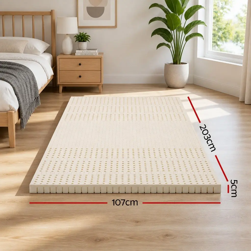 Latex Mattress Topper 7 Zone King Single Cooling Pad Foldable Washable Cover