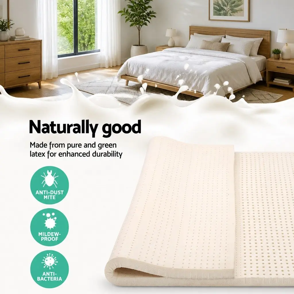Latex Mattress Topper 7.5cm Queen Breathable Honeycomb 7-Zone Pressure Relief