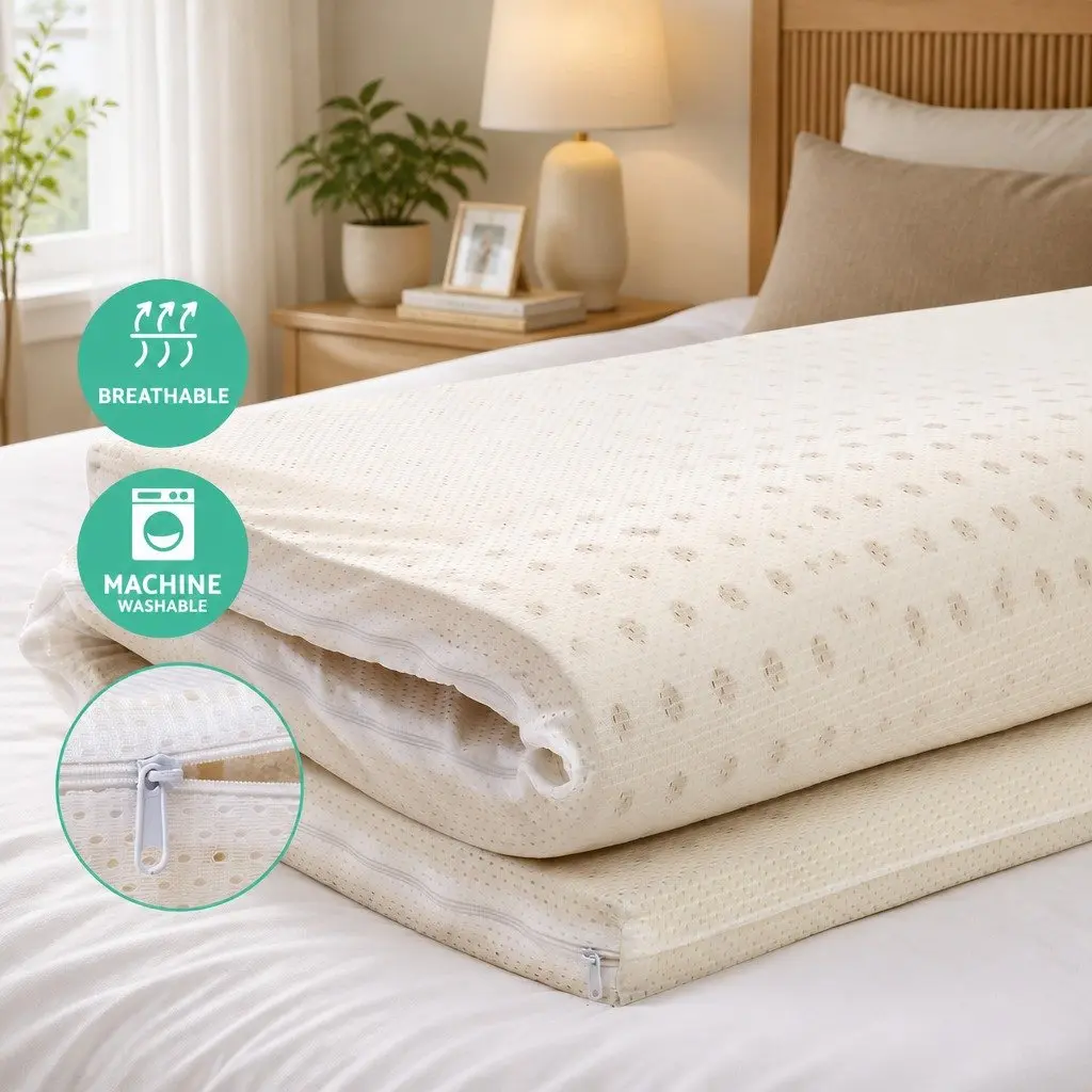 Latex Mattress Topper 7.5cm Queen Breathable Honeycomb 7-Zone Pressure Relief