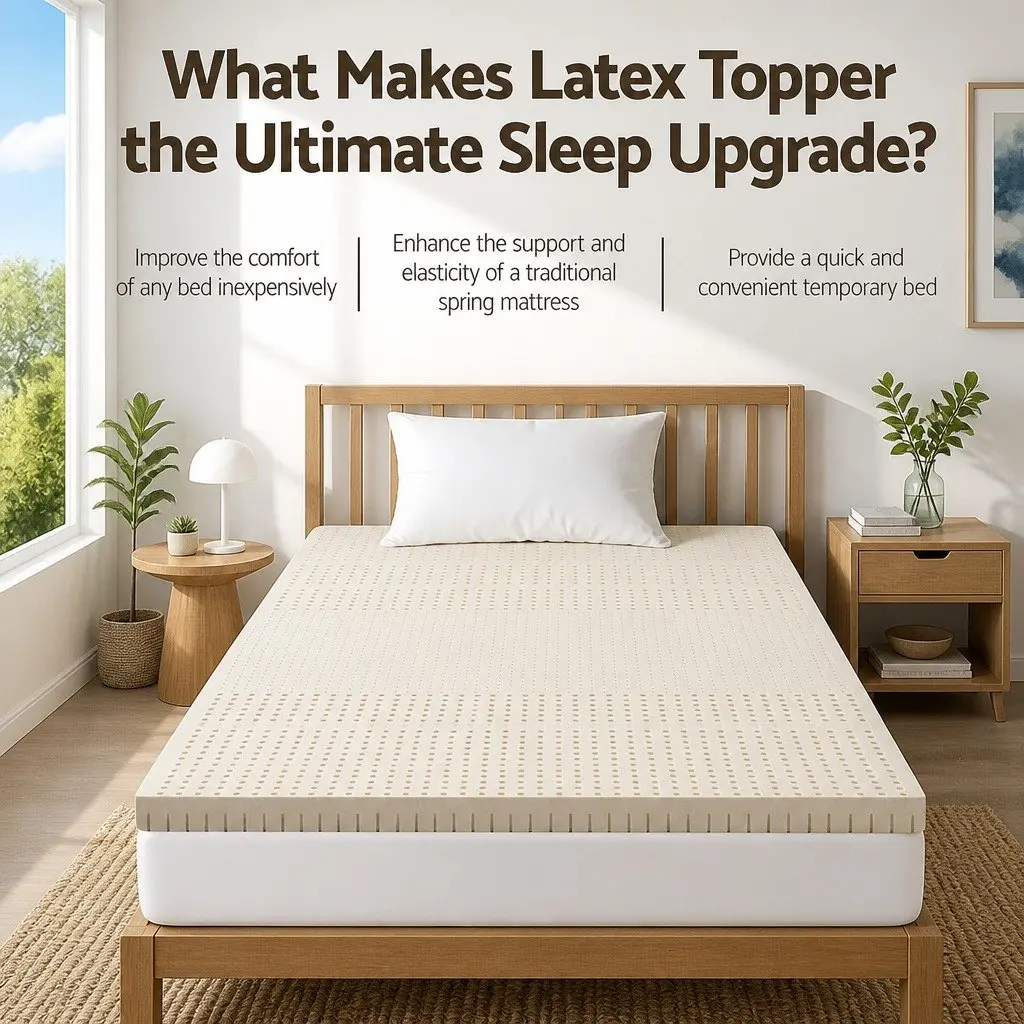 Latex Mattress Topper 7.5cm Thick 7-Zone Support Single Bed