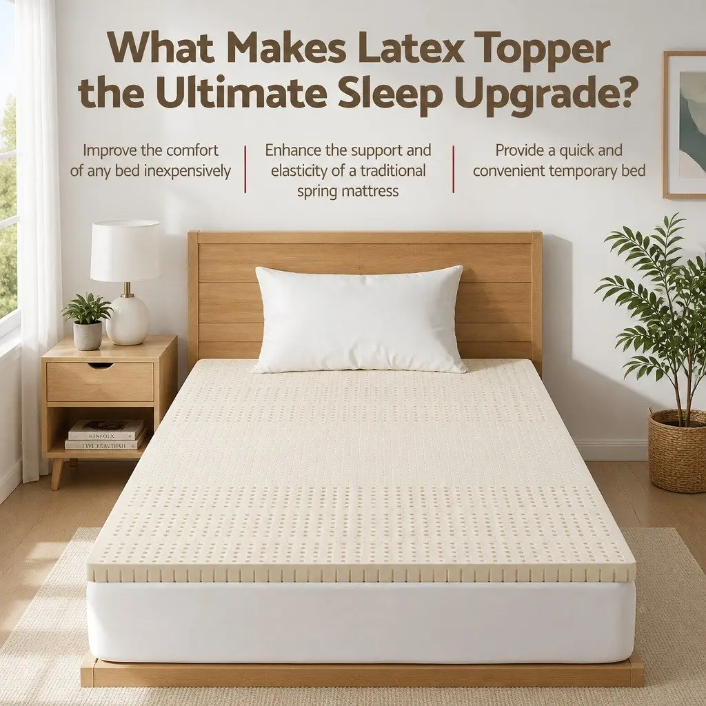 Latex Mattress Topper 5cm Single Bed Pad 7 Zone Cooling Foldable Washable