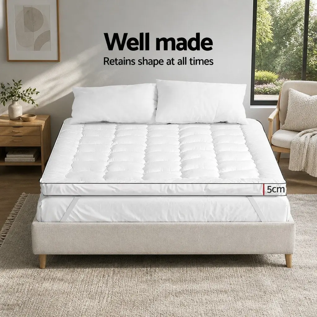 Mattress Topper Pillowtop 5cm Thick King Single Breathable Microfibre Pad