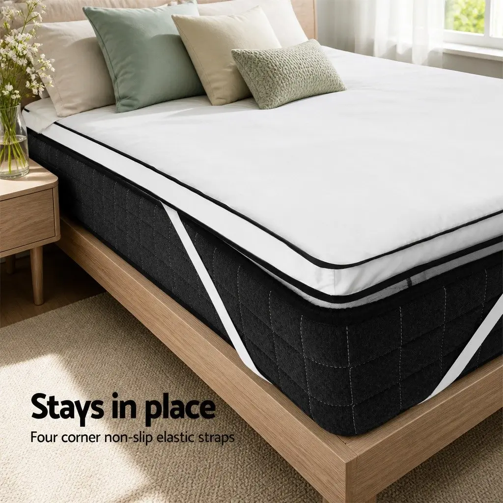 King Mattress Topper 5cm Pillowtop Microfibre Breathable Machine Washable