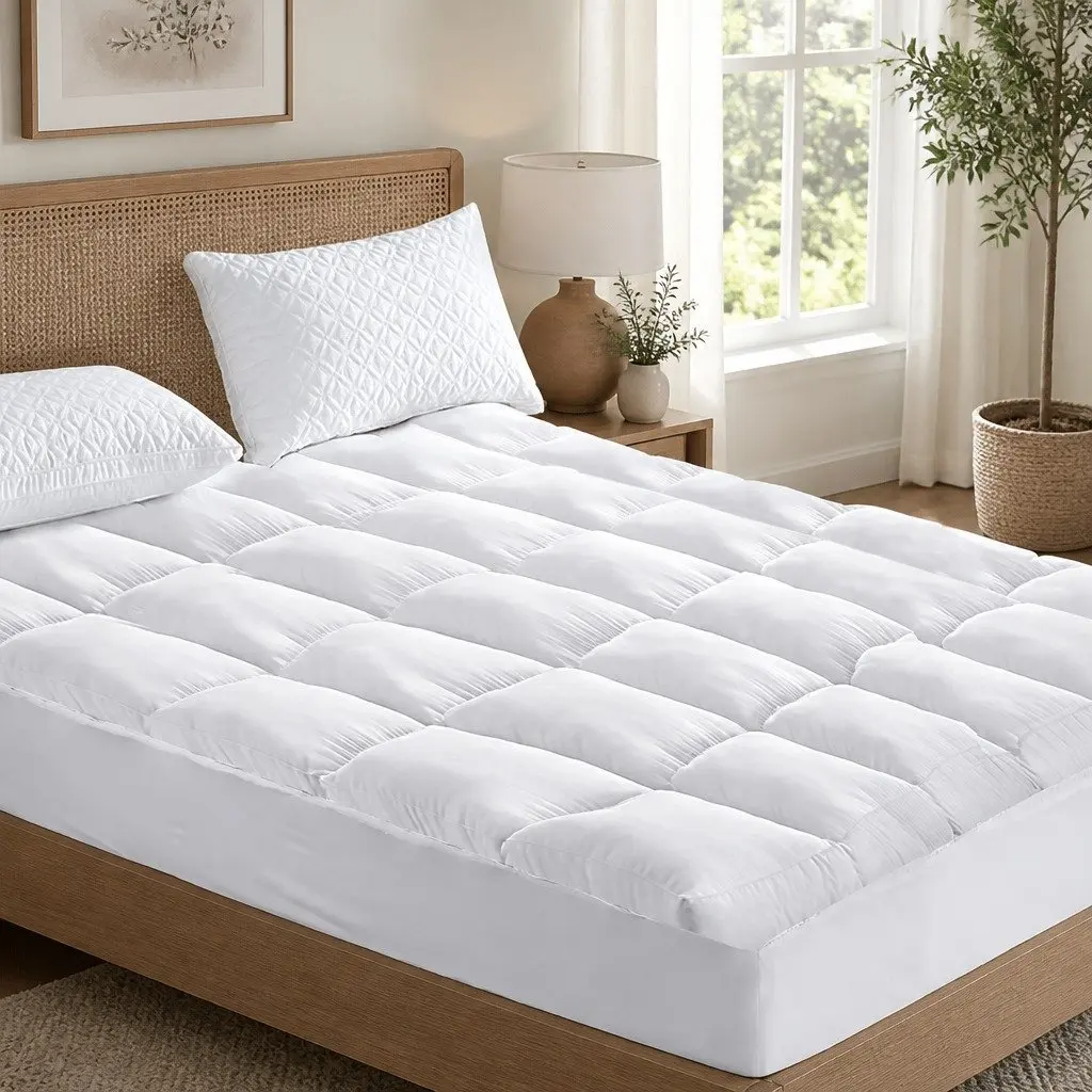 Pillowtop Mattress Topper 5cm Thick Double Bed Pad Microfibre Filling Fitted
