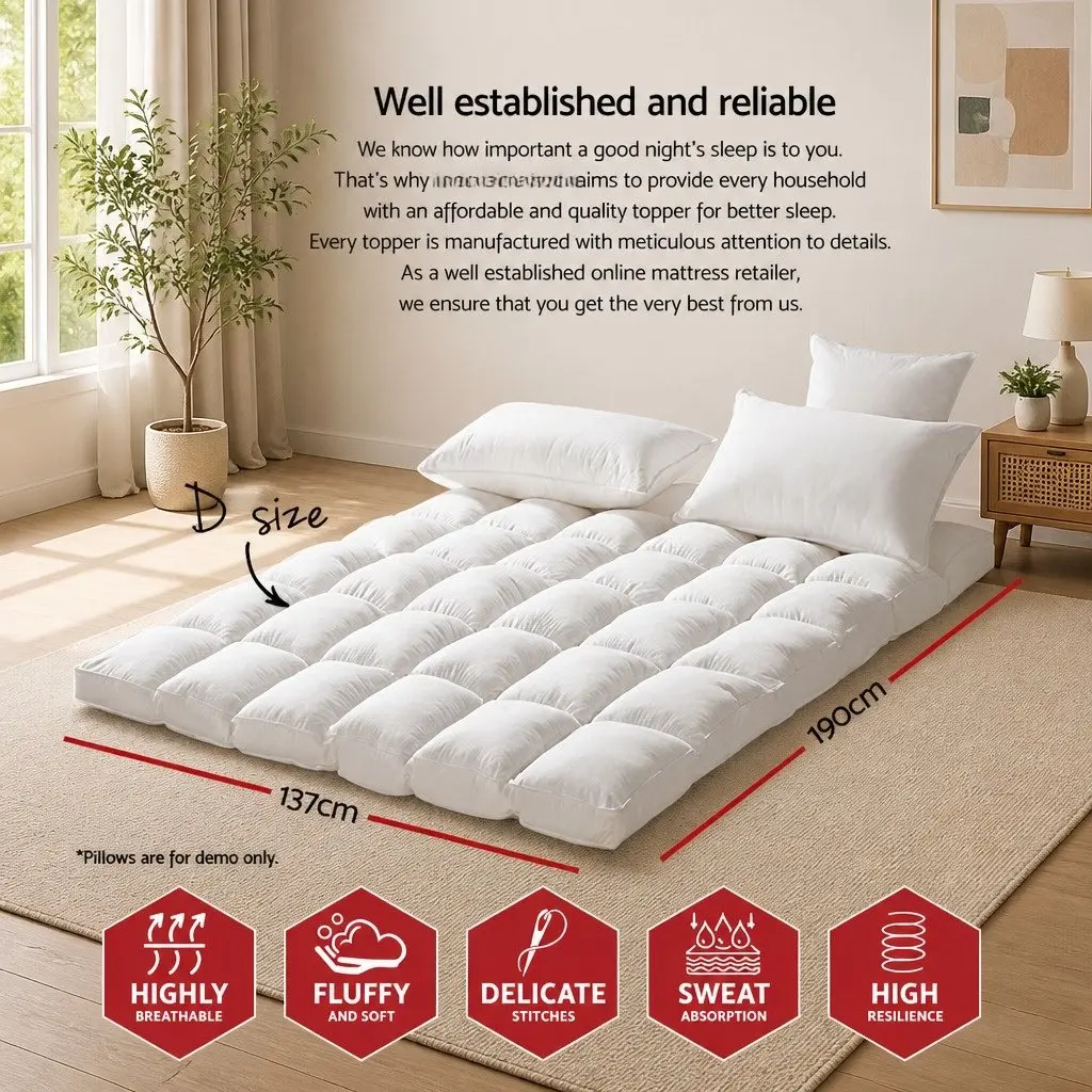 Pillowtop Mattress Topper 5cm Thick Double Bed Pad Microfibre Filling Fitted