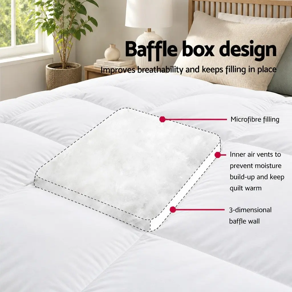 Pillowtop Mattress Topper 5cm Thick Double Bed Pad Microfibre Filling Fitted