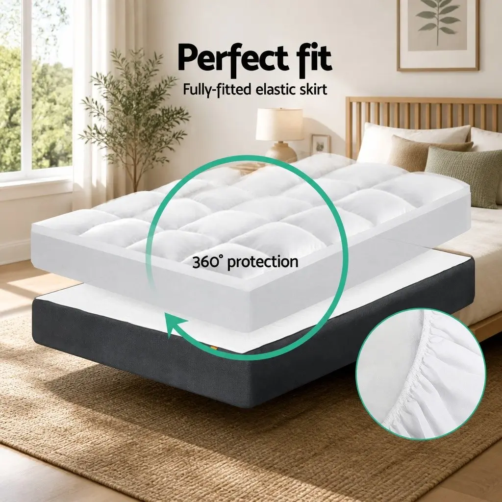 Pillowtop Mattress Topper 5cm Thick Double Bed Pad Microfibre Filling Fitted