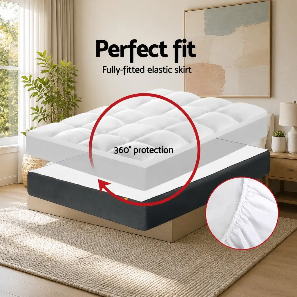 Pillowtop Mattress Topper King 5cm Thick Microfibre Filling 45cm Deep Pocket