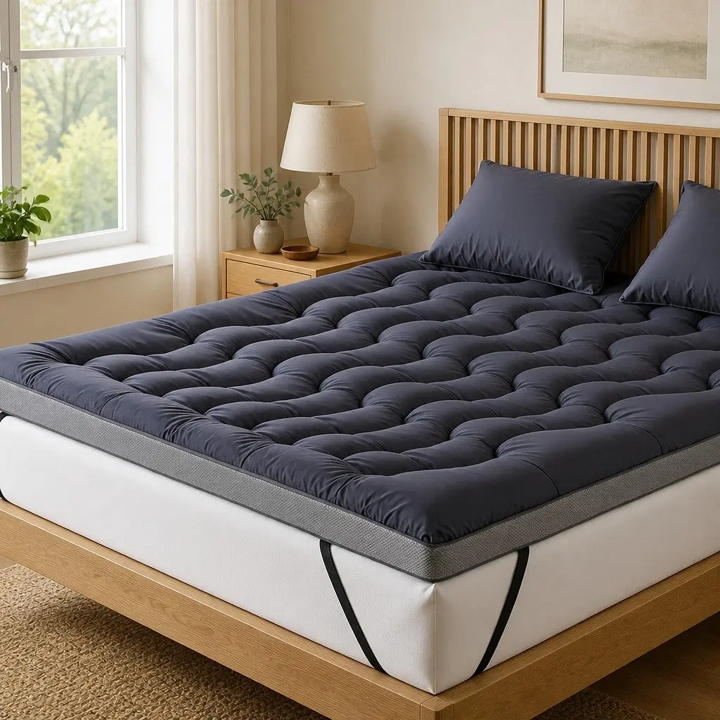 King Mattress Topper 5cm Pillowtop Bamboo Polyester Fibre Breathable